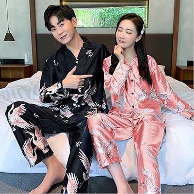 Set of satin pajamas, set of night clothes for couple, set of pajamas for boyfriends, night combination for men and women, relaxed house clothes for young people.. DIAYTAR NIGERIA: Your partner in affordable online shopping with dependable delivery within 8 days.