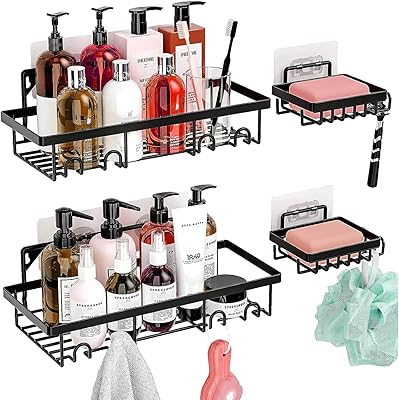 Set of 4 soap shower supports and shampoo, black adhesive shower shelf with screws, 2 bath shampoo supports + 2 anti-rusting bag holders.. Shop millions of products across categories on DIAYTAR Nigeria — delivered right to your door.