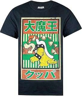 Short men's sleeve t-shirt with Japanese Happy Mario Vintage Bowser poster.. DIAYTAR NIGERIA: Your affordable gateway to thousands of products shipped nationwide within the week.