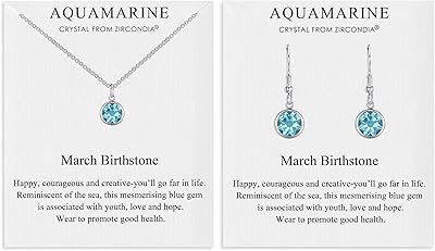 Necklace and hanging earrings with Aigue-Marine Birth Mars Philip Jones in Crystal.. DIAYTAR NIGERIA: Your trusted e-commerce partner with extensive product choices and affordable delivery.