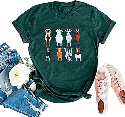 Fashion Chès Drôles Ferme Ferme Ferme Mignon Ferm Animals Eight Graphical Goats T-shirt High High High.. DIAYTAR NIGERIA: Where every click leads to affordable purchases delivered promptly to your door.