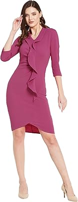 Asymmetrical mid-length dress with plain-colored ruffles for women (MOAW21D13-34-145).. DIAYTAR NIGERIA: Bringing quality products to every Nigerian with affordable nationwide delivery.
