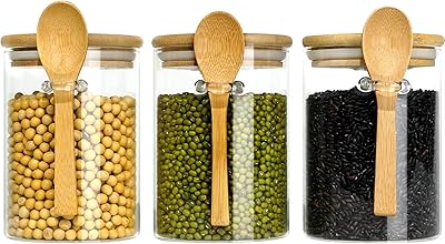 3 sets of glass jars with bamboo lids and bamboo spoon, 17 oz borosilicate glass containers for candies, cookies, spices, coffee grains and pasta by dragon sound.. Experience the convenience of online shopping with DIAYTAR NIGERIA's reliable 5-8 day delivery service.