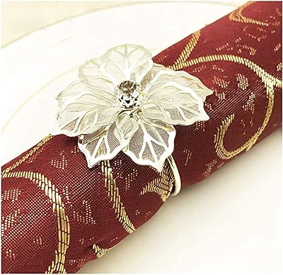 Napkin ring, 12 pieces metal towel holder for wedding party table decoration (flower - silver).. DIAYTAR NIGERIA: Where every Nigerian finds what they need at prices they can afford, delivered promptly.