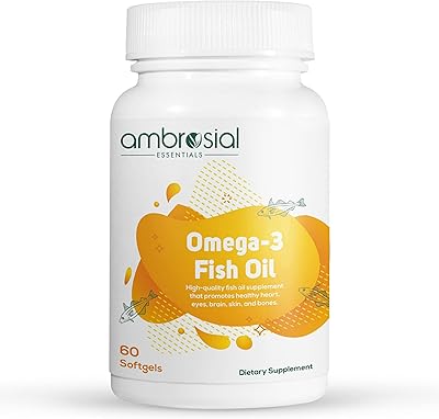 Supplement of Omega-3 Ambrocial Fish Oil-1000 mg of omega-3 supplement provides 180 mg of EPA and 120 mg of DHA and a 2-month supply.. DIAYTAR NIGERIA delivers affordability and convenience to your doorstep within 8 days of purchase.