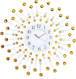Chronic beautiful analog wall clock in metal and round crystal floral motif for decoration.. DIAYTAR NIGERIA delivers happiness in 5-8 days with our affordable and diverse product range.