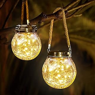 HJB VISSO Outdoor Solar Lamps, Package of 2 sunglasses hanging with 30 LEDs each, Glass Balls cracked with solar energy, decoration for patio, garden, courtyard, holidays on vacation, Christmas (hot light).. Join the movement — fast, affordable shopping only at DIAYTAR Nigeria.