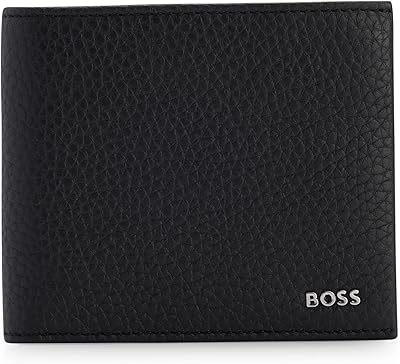 Boss Crosstown portfolio for men in Italian leather with 8 maps for cards, decorated with the metal logo of the brand silver, black 1, single size, modern size.. DIAYTAR NIGERIA makes online shopping accessible to all with budget-friendly prices and reliable delivery.