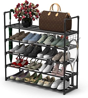 Home Pet Metal Shoe Science 5 levels adjustable storage organizer with hooks.. Get more, save more — only on DIAYTAR Nigeria.