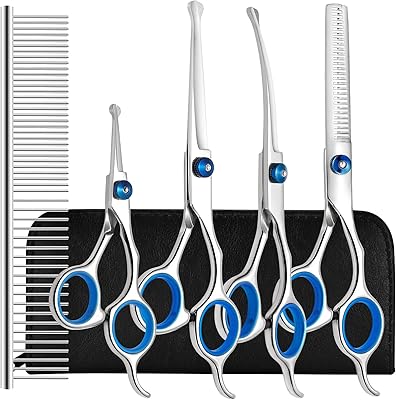 Set of dog grooming scissors Readn with rounded safety tips, 6 -in -1 professional grooming scissors, animal grooming scissors in stainless stainless and sharp stainlessness for dogs and cats.. DIAYTAR NIGERIA brings online shopping to every Nigerian with affordable prices and reliable shipping.