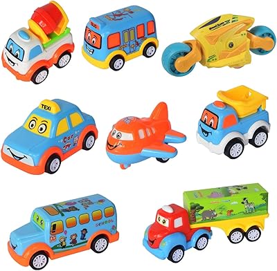 Wishkey Miniature Pull Back and Go truck set, mini set of toys supplied by friction, vehicle toy with mobile children's parts, children's construction toy of 3 years and more (lot of 8, multicolored).. DIAYTAR NIGERIA: Bringing quality products to every Nigerian home at prices everyone can afford.