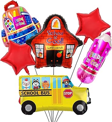 Back to school balloons. Back to school festival decorations, Balloons party supplies. Balloons with academic bus confetti for the decoration of the classroom of the first day.. Your ultimate shopping destination, DIAYTAR NIGERIA combines extensive selection with affordable shipping.