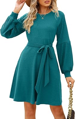 Sherryrise ribbed dress with long sleeves and round neck for women, high waist with pockets.. Shop with ease at DIAYTAR NIGERIA, Nigeria's premier e-commerce platform offering budget-friendly shipping.