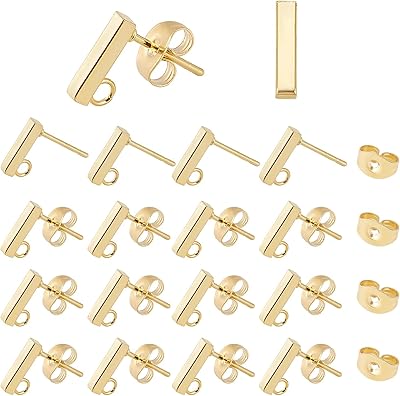 Rod earrings, stainless steel ear frames with hoops and nuts, simple fashionable square geometric earrings, can be matching a 0.8 mm pompom for jewelry manufacturing (gold 50).. From household needs to gadgets, DIAYTAR Nigeria has it all.