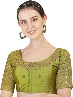 Khatli Pujia Mills embroidered silk blouse for women to work with stones.. DIAYTAR NIGERIA: Where every search leads to affordable products delivered promptly across Nigeria.