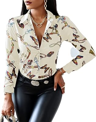 2021 new fine v -collar shirts for women, long -colored sleeve blouses, OL style top, relaxed printed clothing (color: C, size: s).. Shop with purpose at DIAYTAR NIGERIA and receive your purchases at unbeatable prices within the week.