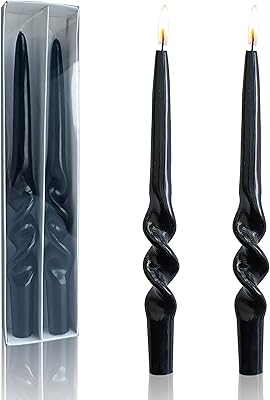 Set of colored twisted candles without drops of 9.3 inch for wedding dinner decoration, 2 pieces (black).. Experience shopping without stress at DIAYTAR NIGERIA's comprehensive and budget-friendly platform.