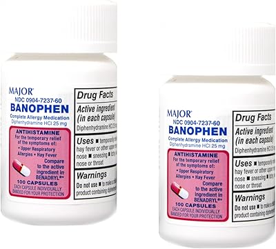 Banofen Diphenhydramine major capsules 25 mg 100 units (package of 2).. E-commerce made for Nigeria — fast delivery and low prices at DIAYTAR.