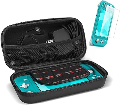 Procase for Nintendo Switch Lite with screen protector, accessory kit for rigid travel case 2 in 1 for Nintendo Switch Lite 2019 with 10 playcarts, black.. DIAYTAR NIGERIA: Your affordable gateway to thousands of products delivered promptly nationwide.