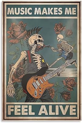Haiwei skull guitar wall poster, Music wall poster, room decoration poster, art on canvas for bedroom bedroom, 12 x 18 inches (30 x 45 cm).. DIAYTAR NIGERIA: Your partner in affordable online retail with reliable delivery across the nation.