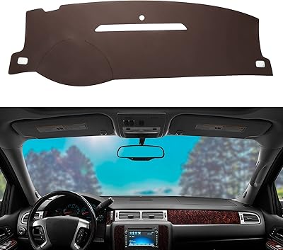 Perxed leather dashboard cover compatible with Silverado Sierra 07-13, Tahoe Suburban Avalanche Yukon 07-14 with a glove box (brown).. DIAYTAR NIGERIA revolutionizes online shopping with competitive prices and reliable 5-8 day delivery.