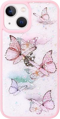 Mondelia Elegant Protective Cock in Soft and Resistant Polyurethane heat with a butterfly pattern for women and girls, compatible with iPhone 13 Mini (pink butterfly).. Shop confidently with DIAYTAR NIGERIA, offering affordable prices and reliable delivery within a week.