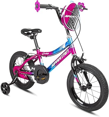 Spartan twilight bike for girls from 3 to 8 years old, for children and little girls with 14-18 inch size training wheels, pink/blue, suitable for children with fast clearance seat lever, compatible bag.. DIAYTAR NIGERIA: Your trusted e-commerce partner with extensive product choices and affordable delivery.