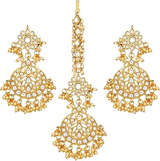 Set of Maang Tikka Kundan Chandbali Kundan Chandbali, traditional Indian jewelry for women, metal.. Your comprehensive marketplace awaits at DIAYTAR NIGERIA with affordable prices and reliable delivery times.