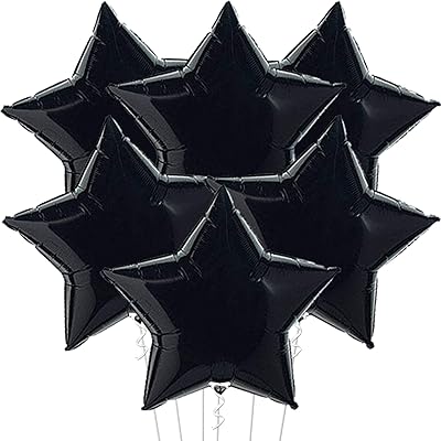 Black stars balloons for festive decorations pack of 6 18 "| aluminum.. DIAYTAR NIGERIA: Where affordability meets reliability with thousands of products delivered promptly.
