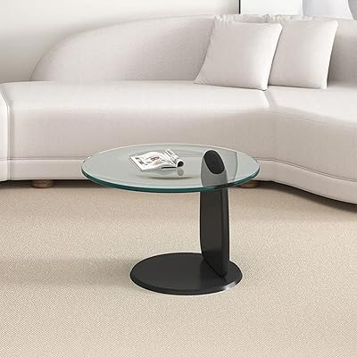 Luxury wooden extra table with round edge in tempered glass in the middle of the century for bedroom, office, entertainment space 50 x 41 cm.. Shop for everything you need at DIAYTAR NIGERIA, with budget-friendly prices and quick delivery.