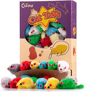 Interactive toy for cat with chihuahua fur, 4.1 inch size, composed of 36 pieces, interactive toy in the shape of small mice of assorted colors.. Experience the DIAYTAR difference with our vast product selection and delivery within 5-8 days.