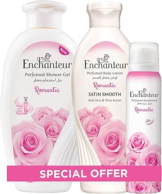 Enchanting body milk, deodorant and fragrant shower gel, 250 ml + 250 ml + 150 ml, Economic pack (romantic).. DIAYTAR NIGERIA: Where shopping is affordable, selection is vast, and delivery is always reliable.