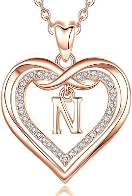 Double heart collar in cubic zirconia for women, elegant alphabet alphabet necklace from A to Z in pink gold, jewelry gift for mother, sister and daughter, 20 inch chain.. Great finds. Great prices. Fast shipping. That’s DIAYTAR Nigeria.