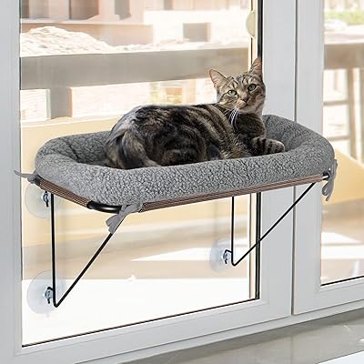 Sifter cat window perch with metal support, cat hammock with a large and comfortable bed for pets and large cats, gifts for adorable cats - gray.. DIAYTAR NIGERIA: Your affordable gateway to thousands of products delivered within a week.