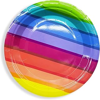 Party Time-6 pieces of 9-inch paper plates, happy birthday, wedding, bachelor party, lunch, disposable dishes, sets of trays (rainbow).. Your go-to destination for affordable online shopping, DIAYTAR NIGERIA delivers in under 8 days.