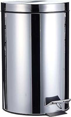Stainless steel vag pedal trash can, capacity 12 liters, silver.. Experience the convenience of online shopping with DIAYTAR NIGERIA's reliable 5-8 day delivery service.