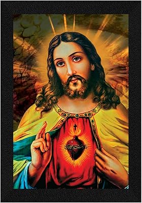 Artex art work painting with a wooden imitation frame with a multicolored Jesus Christ motif (13 x 19 inches).. No hassle, just shopping — DIAYTAR Nigeria delivers in under 8 days.