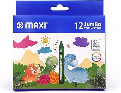 Maxi jumbo wax pencils with round design and 12 colors, size 90 mm, WCR12.. DIAYTAR NIGERIA transforms online retail with unbeatable prices and consistent delivery timeframes.