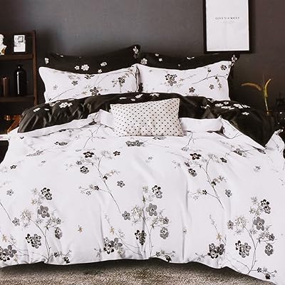 Rice Bedroom Rice Design - Queen and King size bed set, full bed linen (Duvet cover - Drap -housse - 2 x pillowcases) (white and black, queen size (British standard)).. The smarter way to shop online in Nigeria is through DIAYTAR Nigeria.