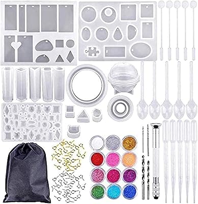 DIY kit of 83-piece crystal glue molds, transparent silicone resin kit, epoxy resin molds, manufacturing of tinker jewelry, earrings, necklaces, bracelets, nail art, stencil crafts.. DIAYTAR NIGERIA: Connecting Nigerians with their needs through our affordable and diverse marketplace.