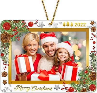 Christmas decoration photo frame 2022, personalized Christmas photo frame for family holidays for Christmas tree decoration.. Order today, receive this week — shopping with DIAYTAR Nigeria is that simple.
