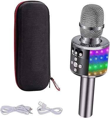 Portable karaoke microphone with Bluetooth speaker bag song recording with LED lights for KTV.. DIAYTAR NIGERIA: Where affordability meets variety in Nigeria's most comprehensive online marketplace.