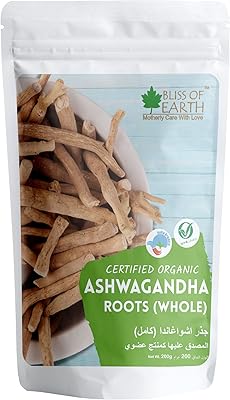 Bliss of Earth 200 grams of whole roots of Ashwagandha, Indian Ginseng, Withania Somnifera helps to relieve stress and strengthen immunity, excellent edible roots.. Why shop anywhere else? DIAYTAR Nigeria has it all and delivers fast.
