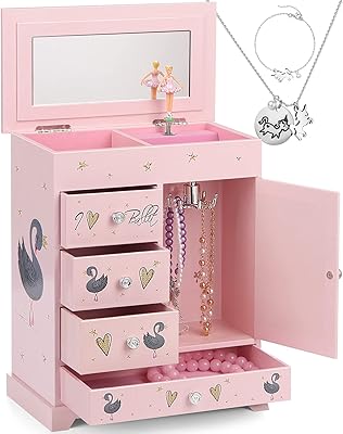 Efubaby Large jewelry box for girls, 5-layer music box with hinged door, rotating ballerina, unicorn jewelry set included, girls organizer for girls, children's jewelry box, birthday gift, valentine, pink, pink.. Your complete shopping companion, DIAYTAR NIGERIA offers extensive selection delivered within the week.