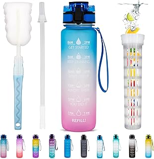 Bottle of drinking water Rio Rand of 32 Oz, bottles of portable water with straw and motivation time markers, without BPA, reusable for outdoor sports and daily life (blue + pink).. Discover the convenience of DIAYTAR NIGERIA's vast product range delivered affordably in 5-8 days.