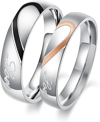 OPK torque rings for her and him in stainless steel, set of matching hearts, true love, for couples, wedding ring, heart -shaped ring for couples (pair).. DIAYTAR NIGERIA makes online shopping accessible to all with budget-friendly prices and reliable delivery.