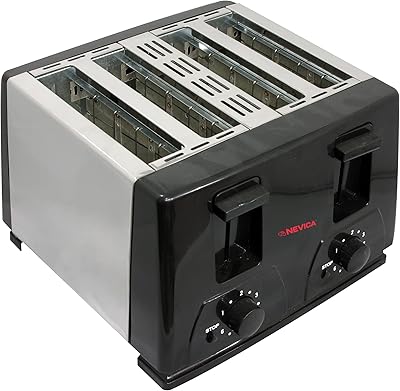 Nevica 4 slices electric toaster, 1,400 watts, NV-403st, black.. DIAYTAR NIGERIA: Your gateway to affordable shopping with thousands of products delivered nationwide.