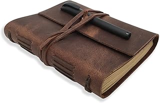 Leather writing notebook - True leather notebook for men and women, lined paper, 240 pages kraft, handmade, rustic brown, 5 x 7 inches.. DIAYTAR NIGERIA delivers what you want at prices you'll love, all within 5-8 days nationwide.