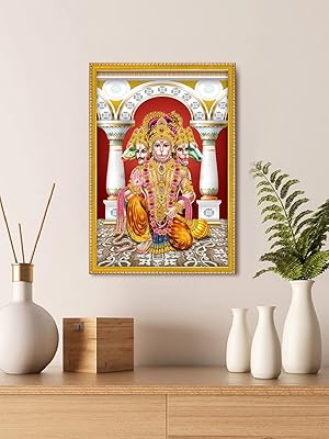 999Store image panchmukhi hanuman avec cadre photo de madur / temple panchmukhi hamnuman (27,94 x 20,32 cm).. Embrace the convenience of DIAYTAR NIGERIA with thousands of products at your fingertips, delivered nationwide.