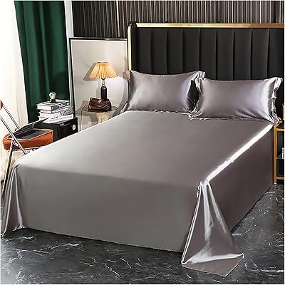 Sigurous silk bed sheets + Beauty silk pillowcase Care of hair and soft mulberry silk, breathable and smooth double-sided (silver gray-230 x 250 cm).. Don’t wait weeks — DIAYTAR Nigeria delivers your order in just a few days.